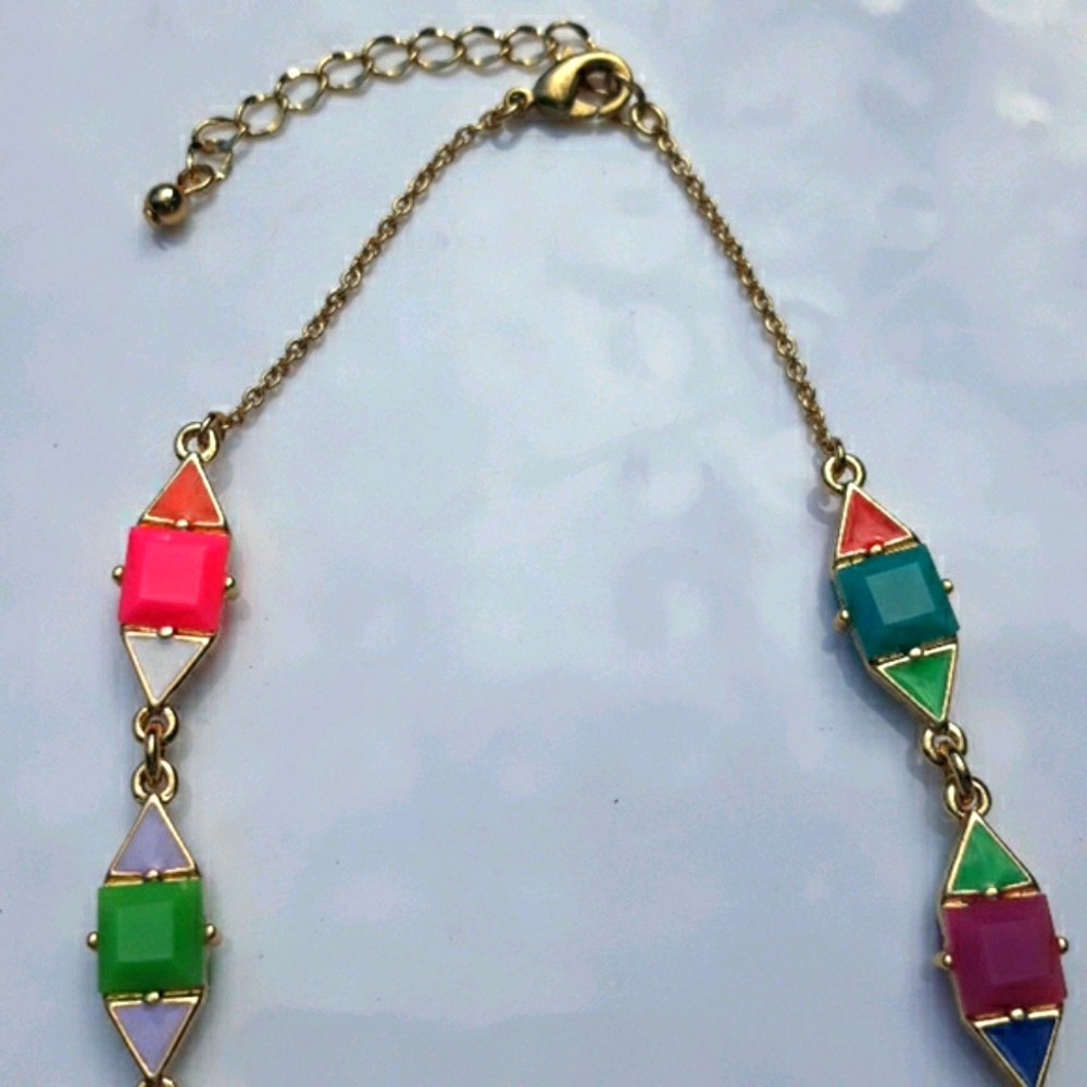 Geometric Neon Gold Necklace - Picture 4 of 5